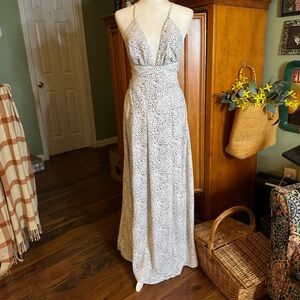 SHEIN Monochrome Backless Halter Dress black & white